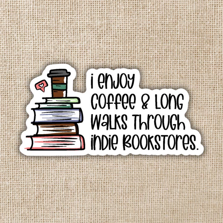 Long Walks In Indie Bookstores Sticker for wholesale by Kingdom of Threads