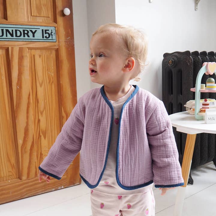 Quilted Baby and Child's Coat With Daisy Flower for wholesale by Brown Betty Blue