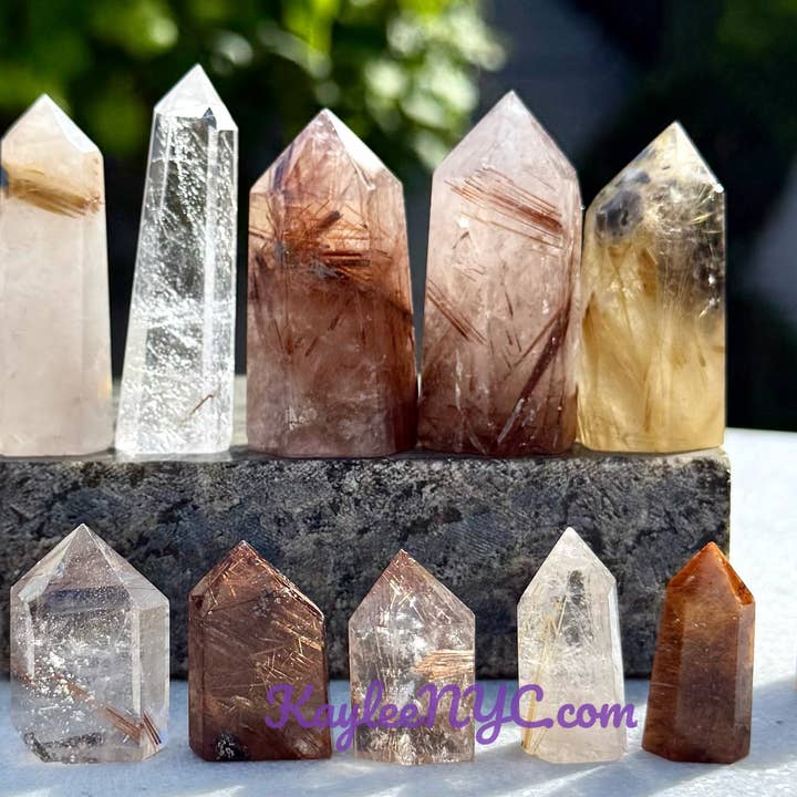 KayleeNYC - Wholesale Spiritual Stone/Crystal - 0.5 lb Natural Rutilated Quartz Tower Obelisk Point