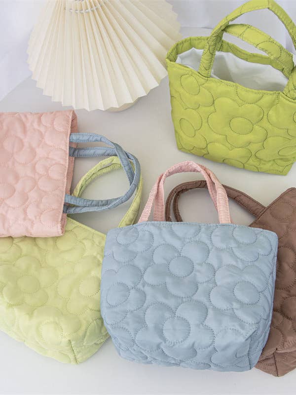 Pastel Quilted Flower Mini Tote Bag for wholesale by Tickled Teal