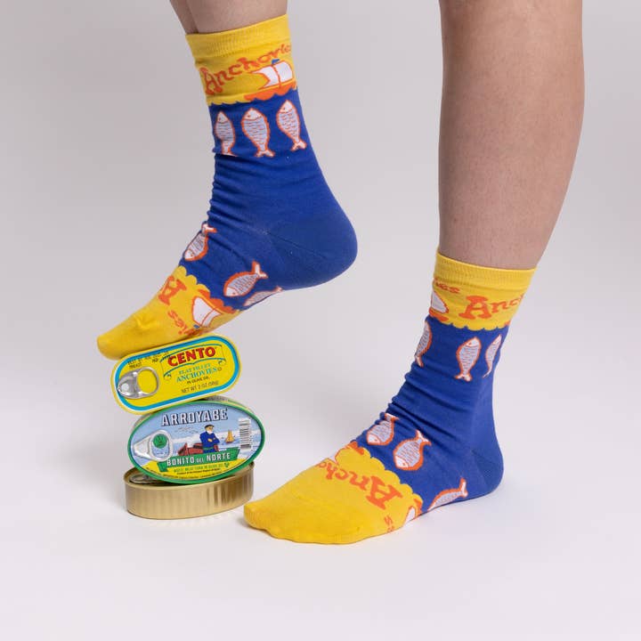 Yellow Owl Workshop - Wholesale Socks - Unisex - Anchovies - Small Crew Socks - Foodie Gift2
