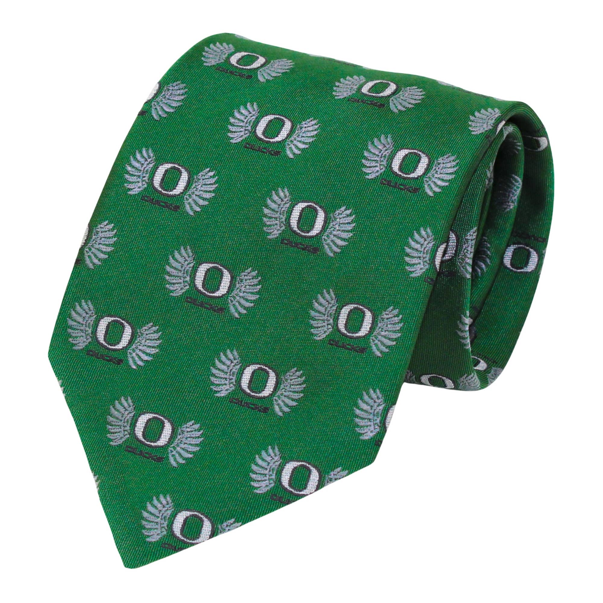 Donegal Bay - Wholesale Necktie - Men's - Oregon Ducks Green & Grey Wings Repeating Necktie0