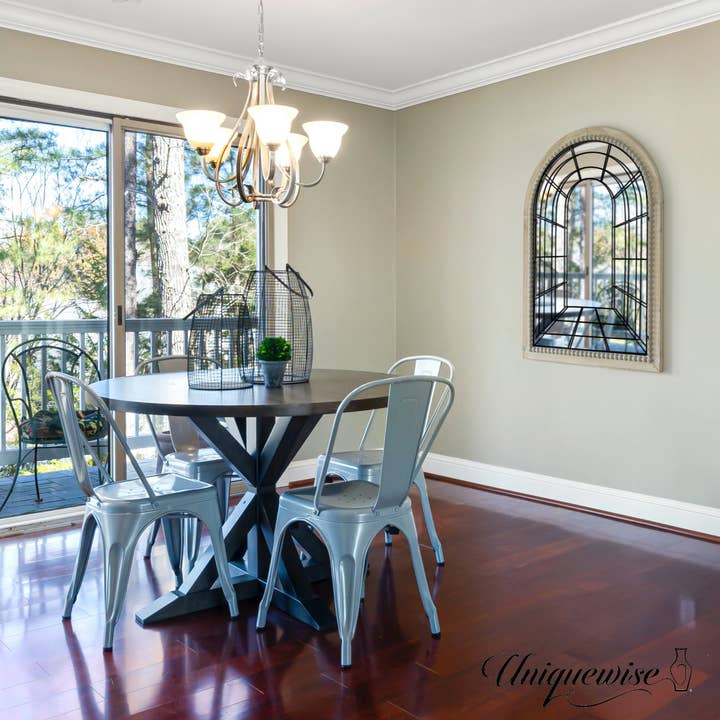 Arched Large 39.37 x 27.56 in Rustic Window Metal Mirror for wholesale by Quickway Imports