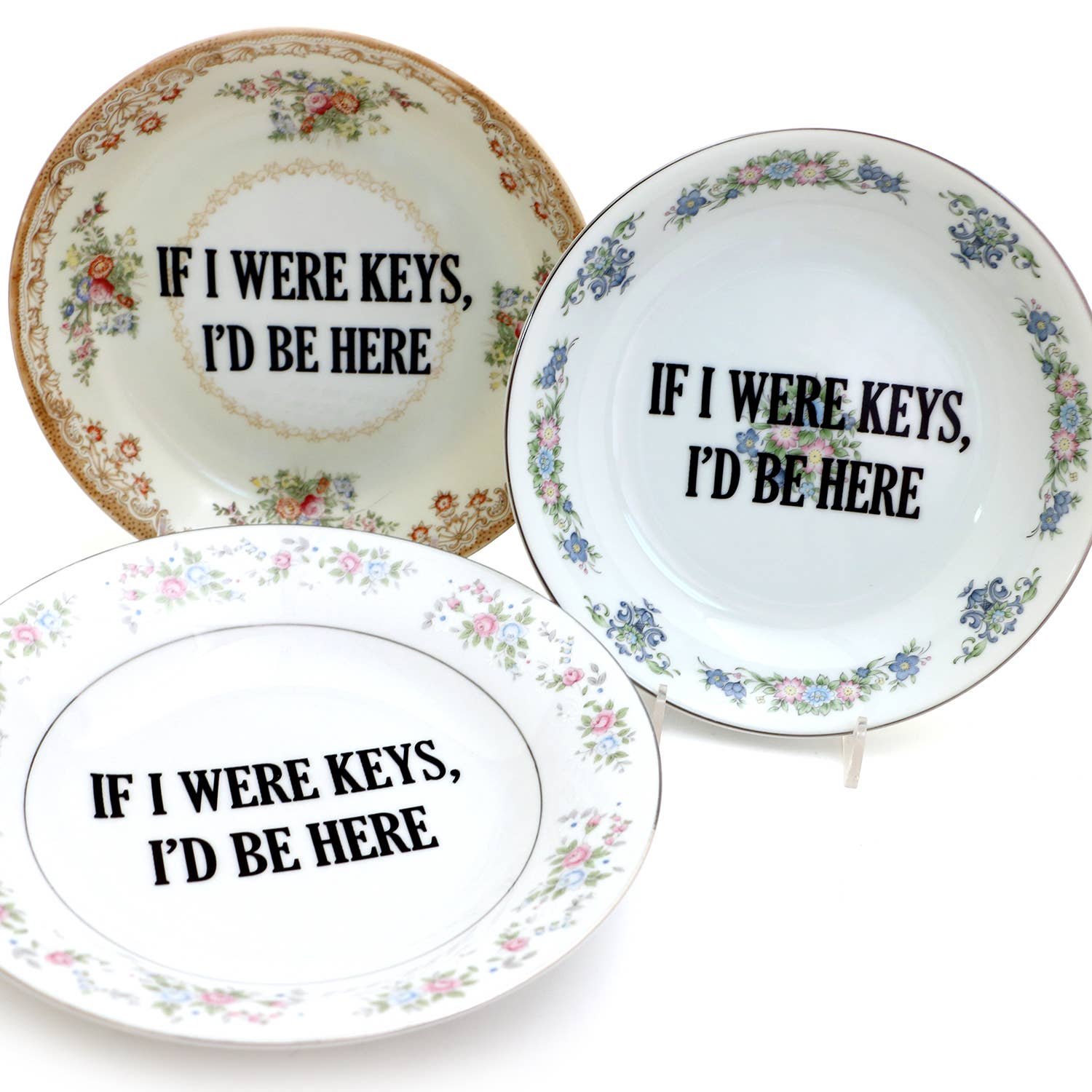 Lenny Mud - Wholesale Decorative Plate/Dish/Bowl - Vintage Upcycled 8" Key Bowl Program "If I Were Keys I'd..."1