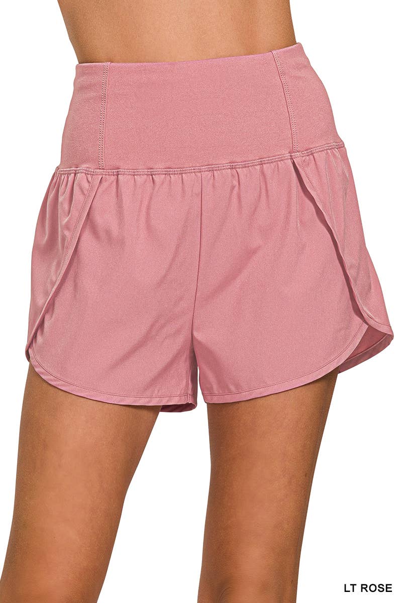 42POPS - Wholesale Athletic Shorts - Women's - ,,,..High Waisted Zippered Back Pocket Running Shorts0