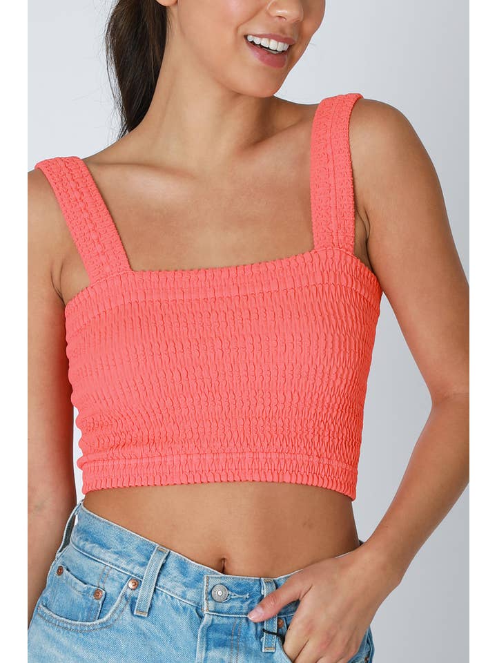 NIKIBIKI - Wholesale Knit Top - Women's - NS8255 - Shirred Square Neck Crop Top