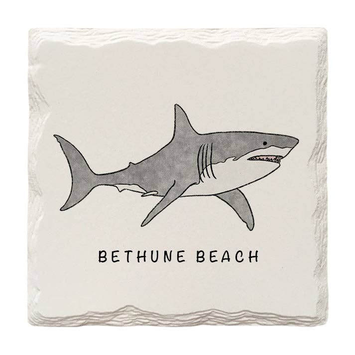 Customizable Great White Shark Doodle | Drink Coaster for wholesale by Mill Wood Art