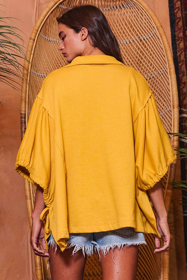 BUCKETLIST INC - Vente Tunique – femme - T2195 Haut uni surdimensionné à manches nouées et à lacets28