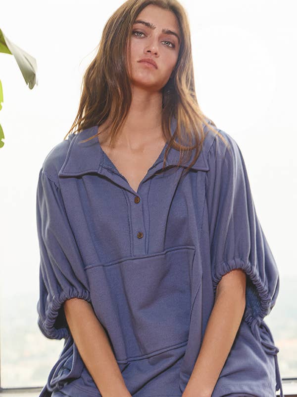 BUCKETLIST - Wholesale Tunic – Women’s - T2195 Oversized Drawstring Tie Sleeves Detail Solid Top17