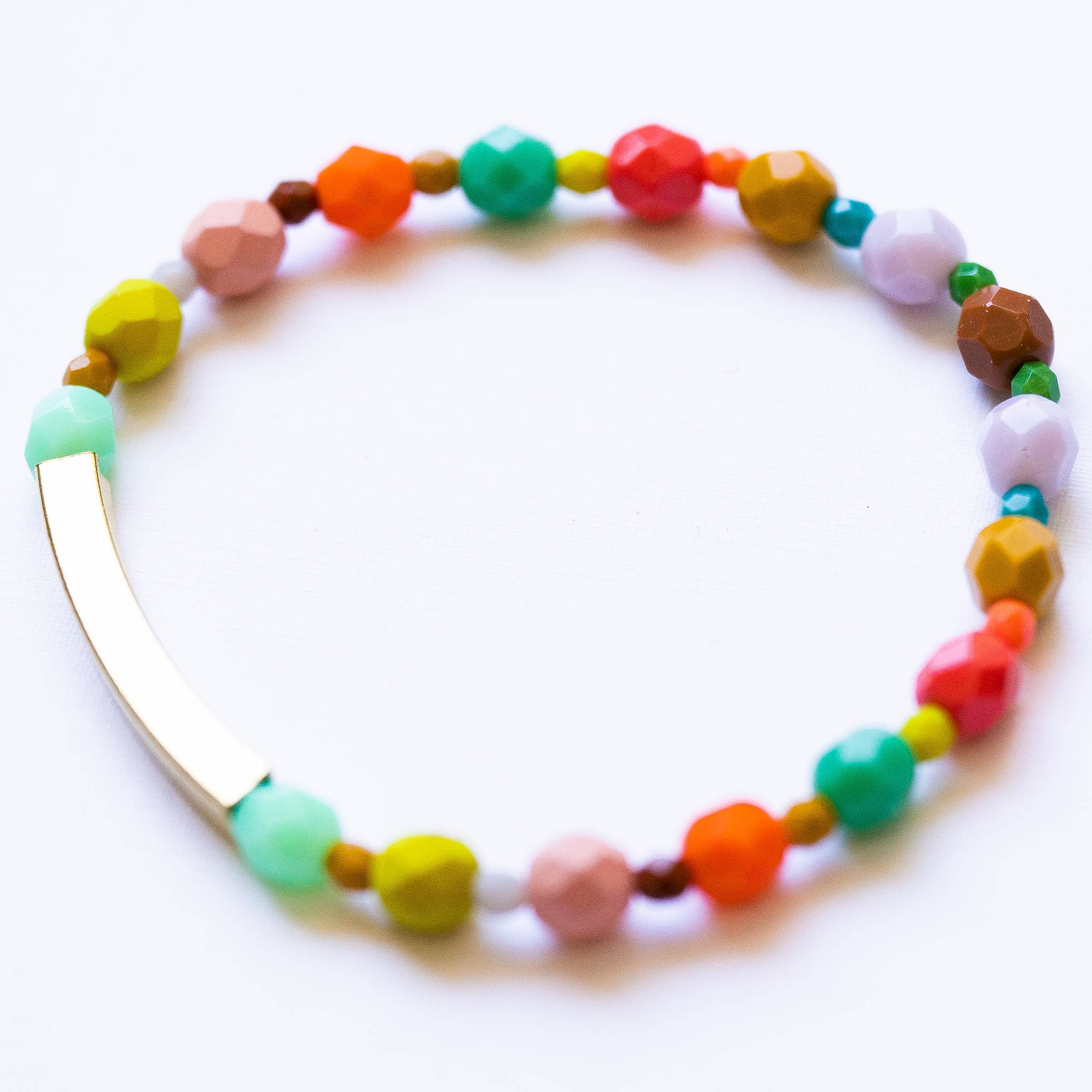 Nest Pretty Things - Wholesale Beaded Bracelet - Colorful Mixed Bead Stretchy Bracelet with Brass Tube2