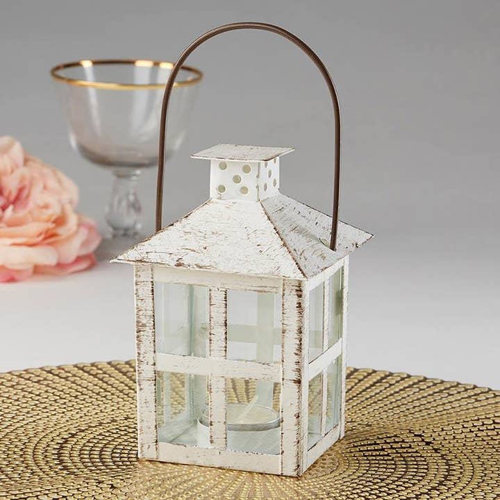 Kate Aspen - Wholesale Lantern - Vintage White Distressed Lantern - Medium1