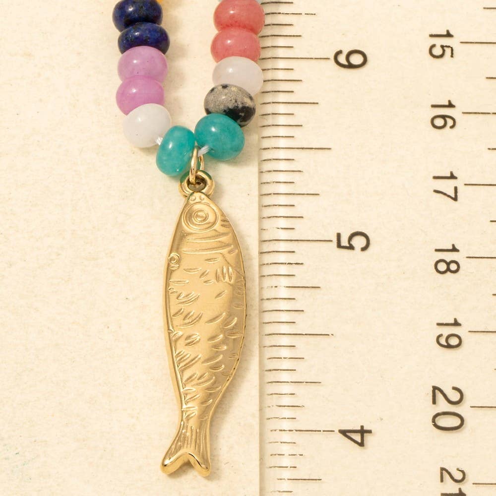 MU Fish Pendant Assorted Rounded Beaded Necklace for wholesale on Faire1