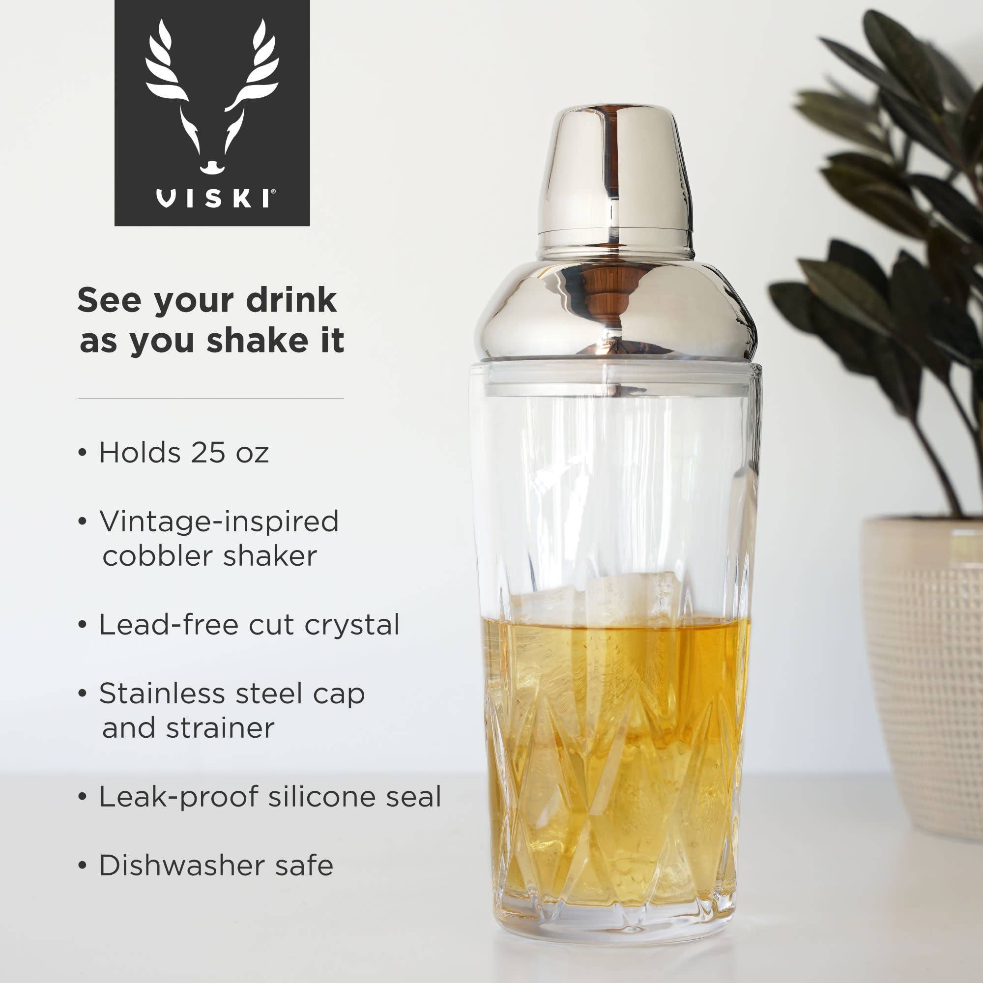 Viski - Wholesale Cocktail Shaker - Admiral™ Crystal Cocktail Shaker with Builtin Strainer5