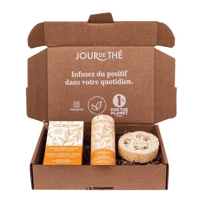“Sencha tea+grapefruit+geranium” gift box for wholesale by Jour de Thé