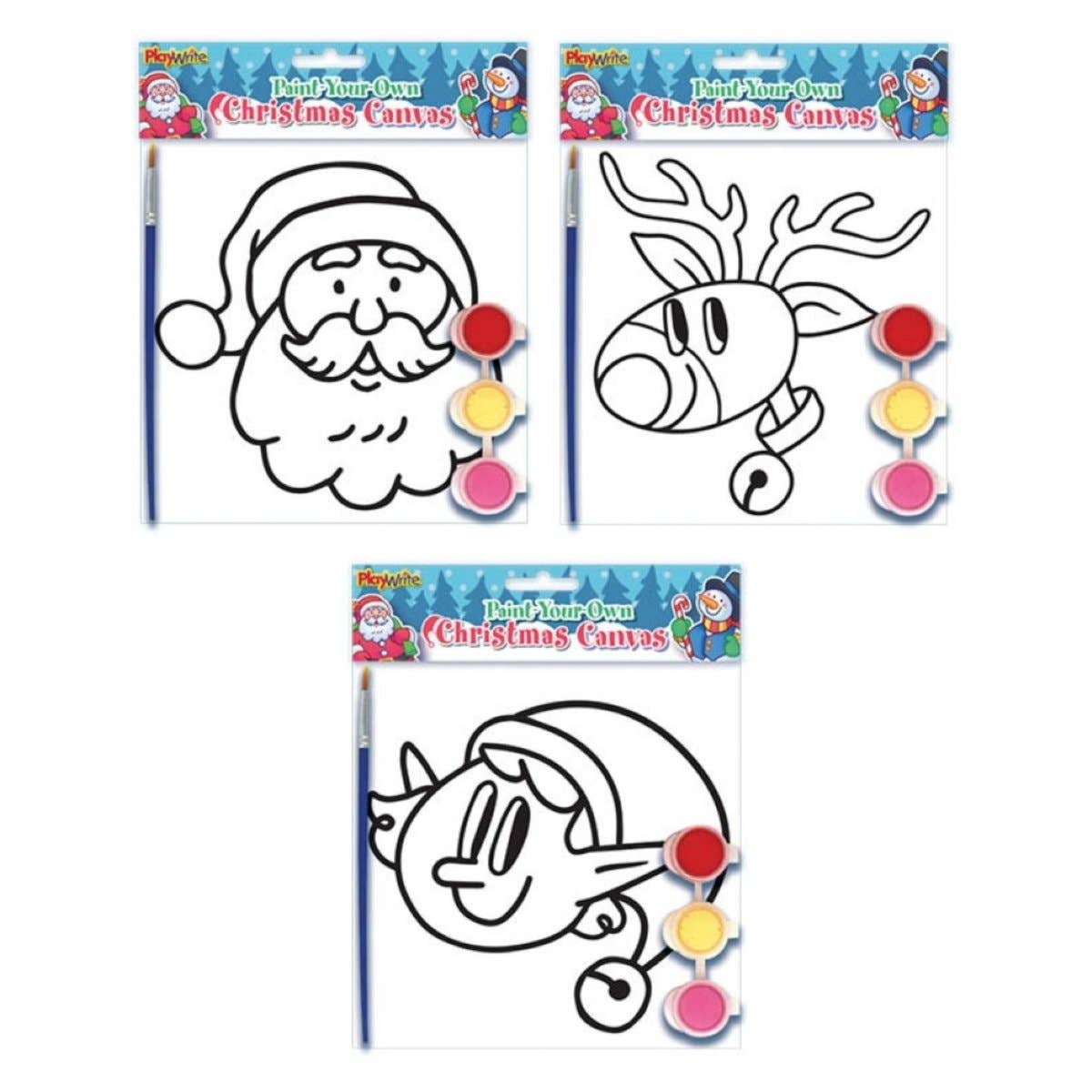 Kids Party Craft – wholesale DIY craft kit – Child – Christmas Paint Your Own Canvas 15cm x 15cm0