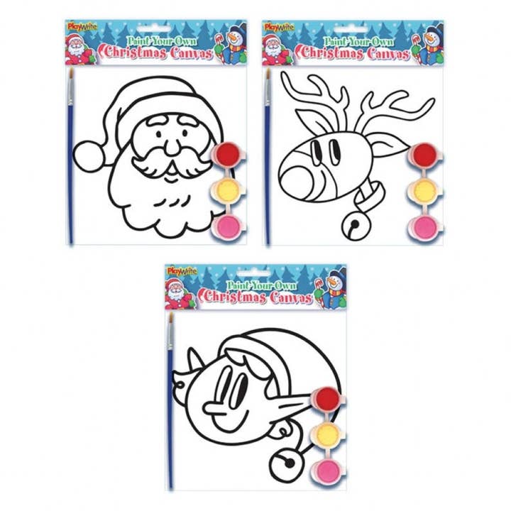Kids Party Craft – wholesale DIY craft kit – Child – Christmas Paint Your Own Canvas 15cm x 15cm