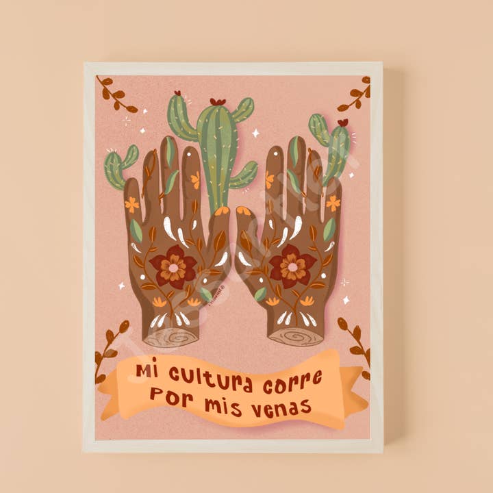 Jessartlet Illustrations - Wholesale Art Print - Mi Cultura Corre Por Mis Venas Art Print