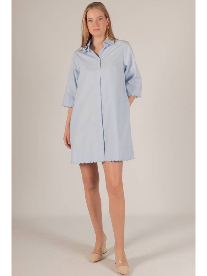 Before You Collection - Wholesale Dress - Women's - Poplin Scalloped Hem Button Up Shirt Dress11