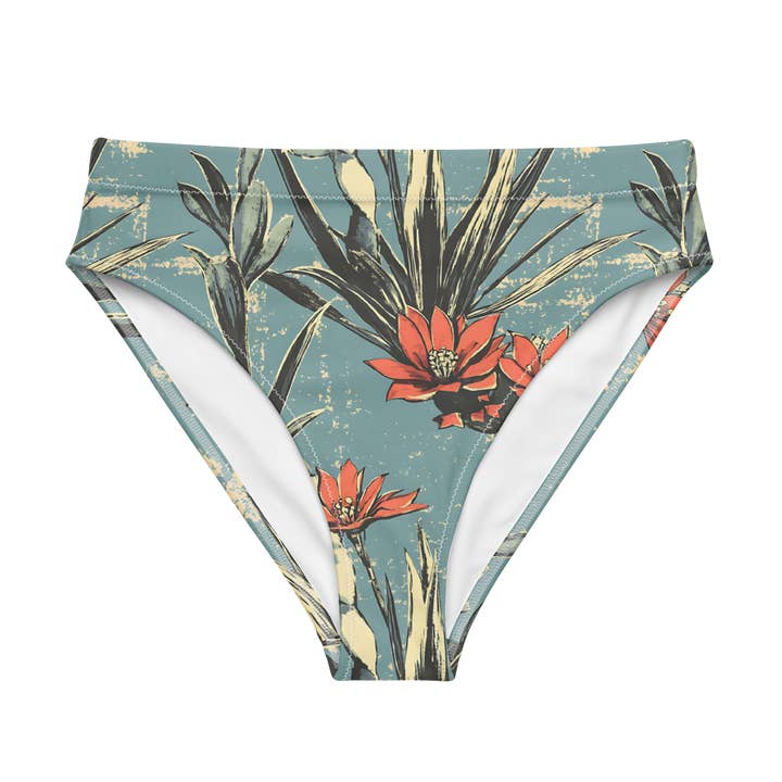 Cactus Aloha : Bas de bikini taille haute Fleur de figuier de Barbarie pour la vente par Texas Eclipse Outfitters