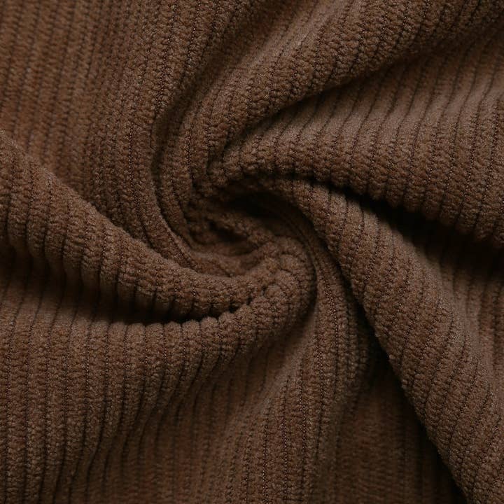 Coffee Brown High Waist Corduroy Midi Skirt with Front Slit & Pockets for wholesale on Faire7