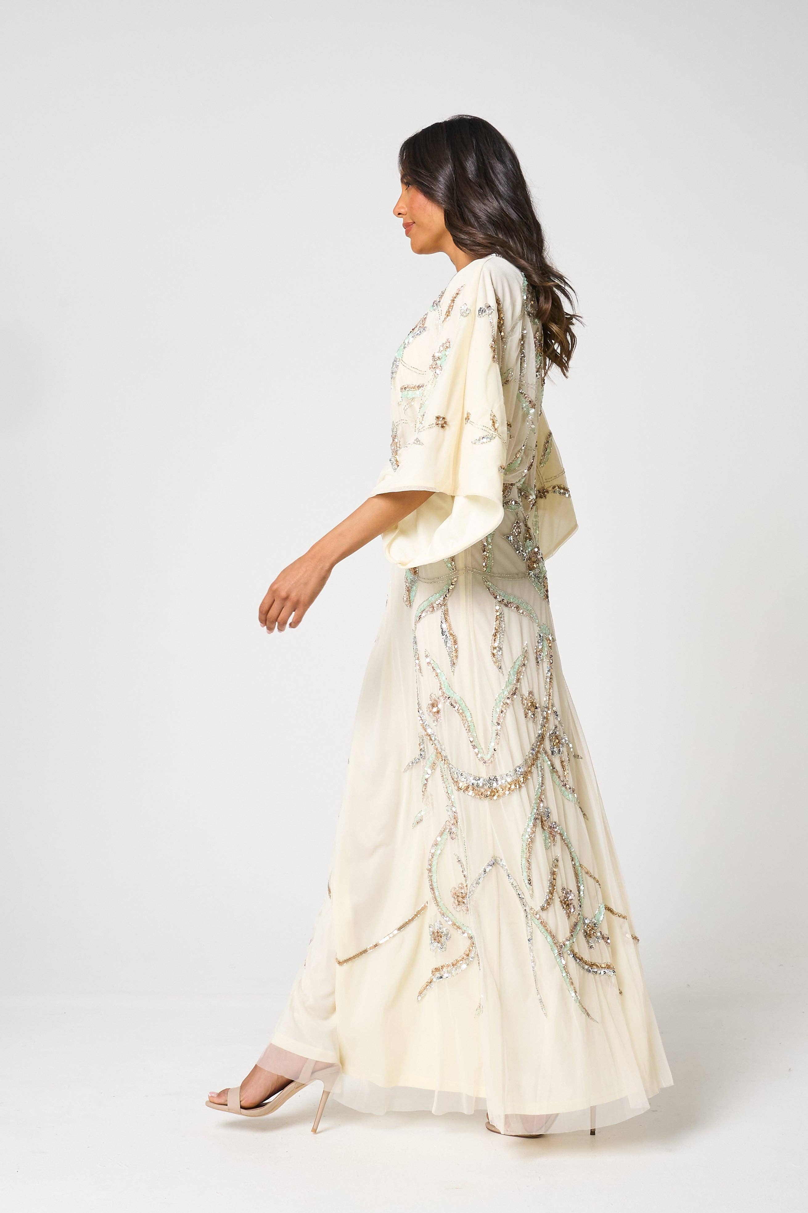 Cream Suvi Embellished Maxi Dress for wholesale on Faire5