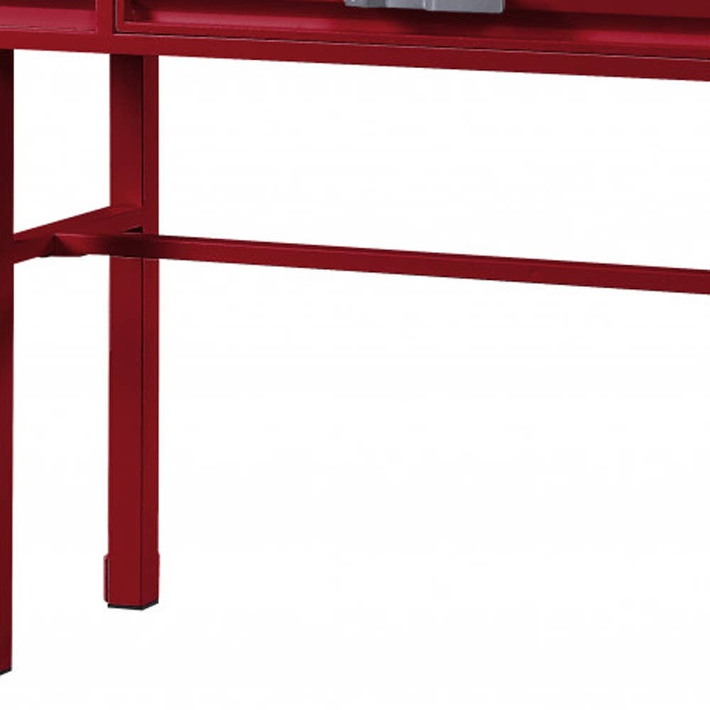 HomeRoots - Wholesale Console Table - 47" Red Iron And Wood Vanity Table4