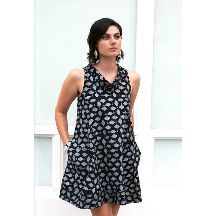 Eli Dress: Keepsake - Black-Organic for wholesale by Global Mamas