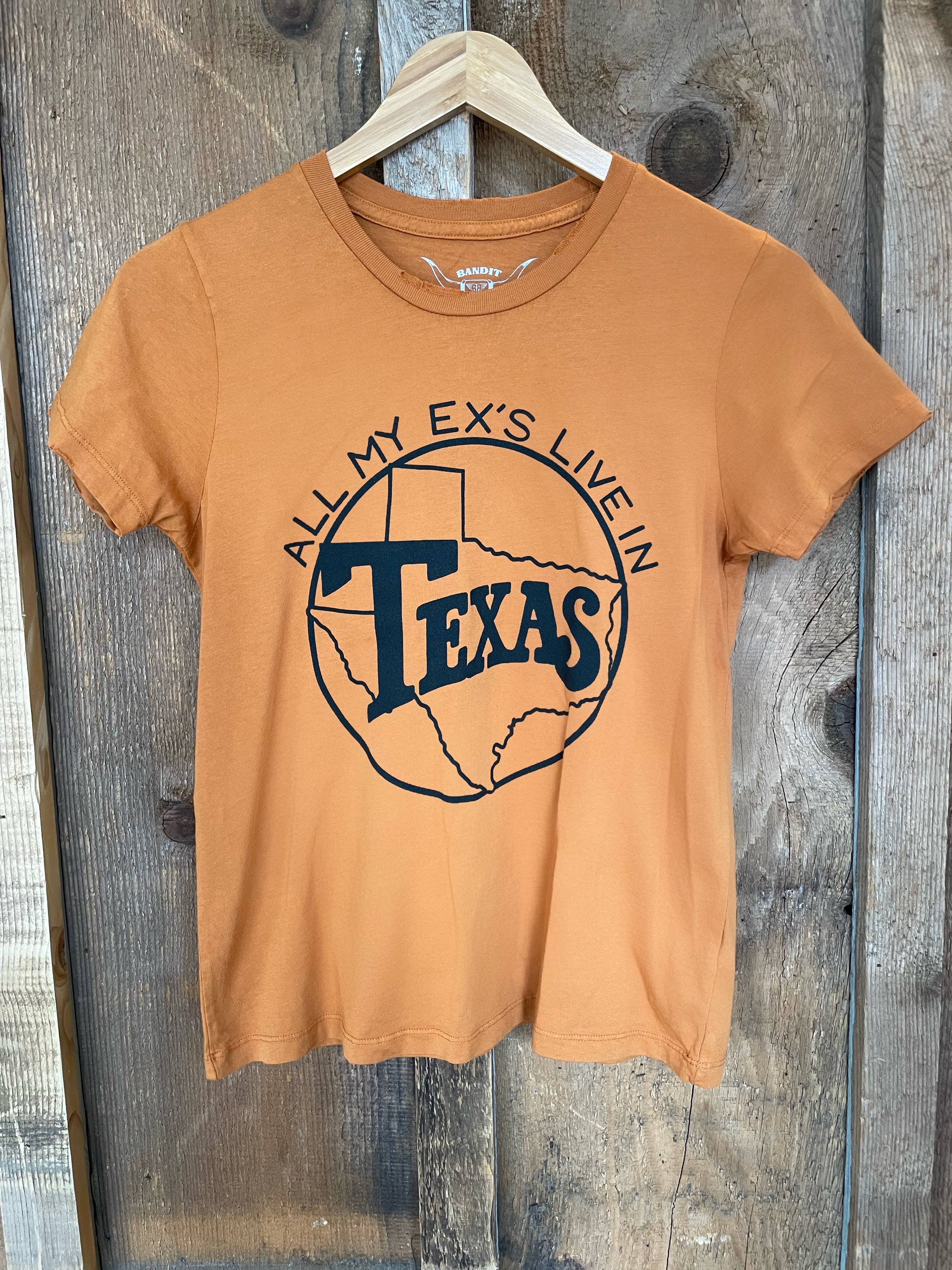 Wholesale All My Ex's Live in Texas Womens Tee Cognac/Blk for your