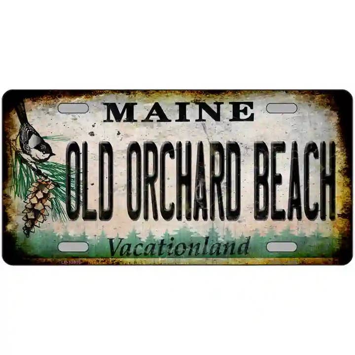 Plaque d'immatriculation rouillée d'Old Orchard Beach, Maine pour la vente par Smart Blonde