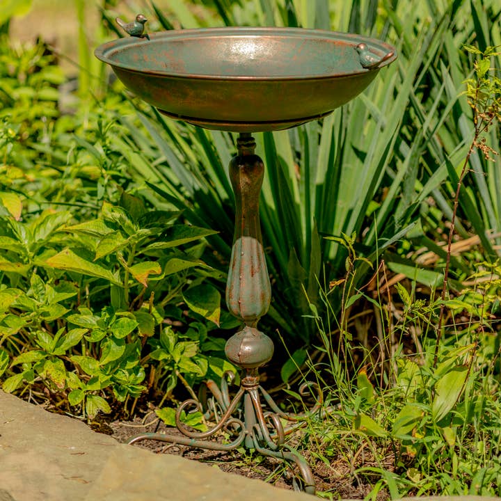 Zaer Ltd. International - Wholesale Bird Bath - Pedestal Birdbath with Little Bird Detail - 3 Options20