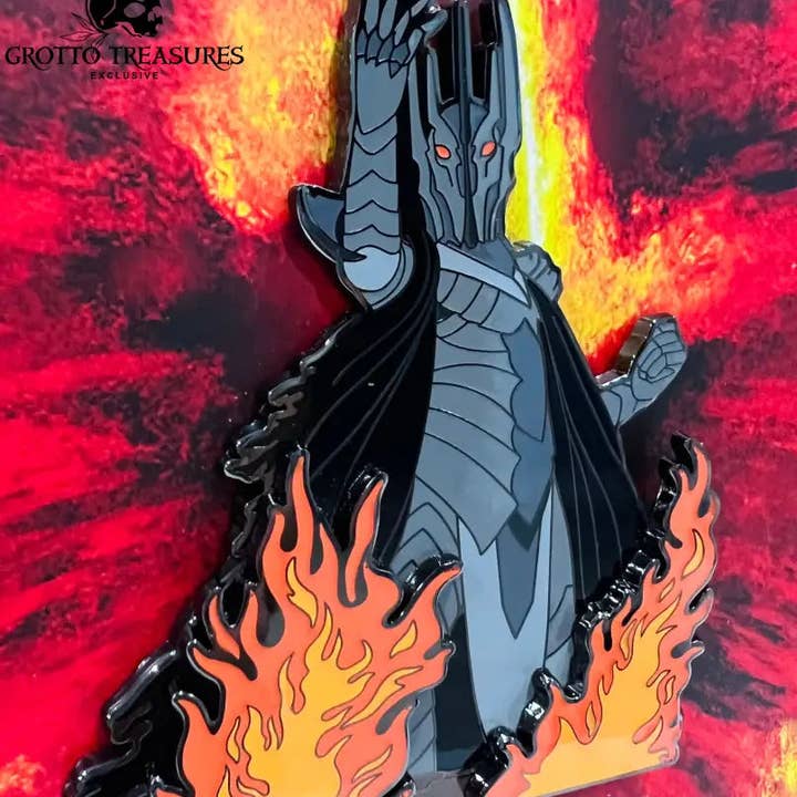 Grotto Treasures - Wholesale Lapel Pin/Button - Grotto Treasures Exclusive - Loungefly The Lord of the Rings Sauron Glow in the Dark 3" Collector Box Pin Limited Edition