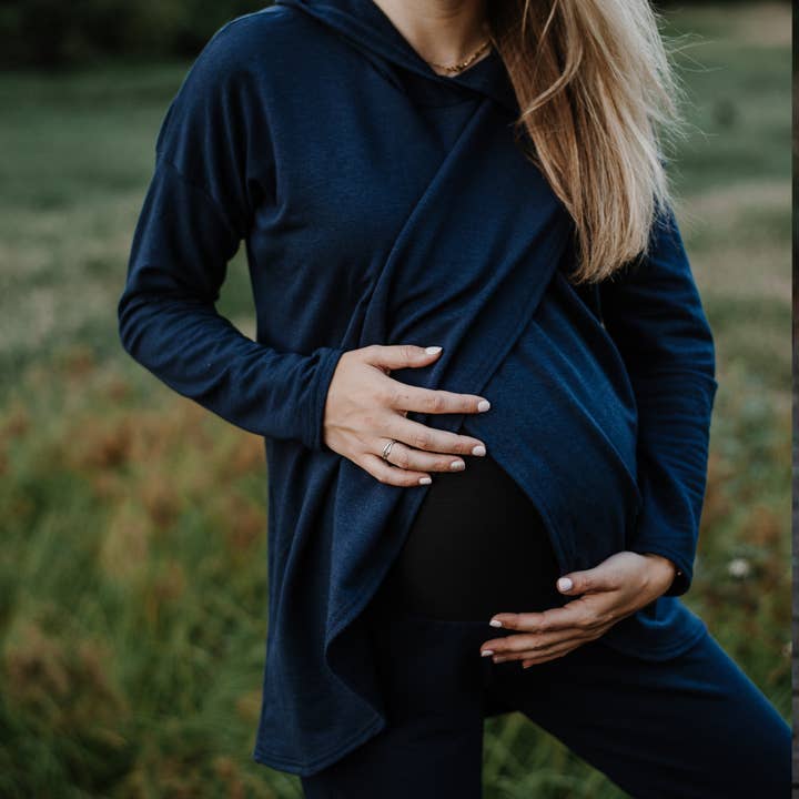 New Genes Maternity - Wholesale Hoodie - Women's - Gianna Nursing Hoodie -Navy1