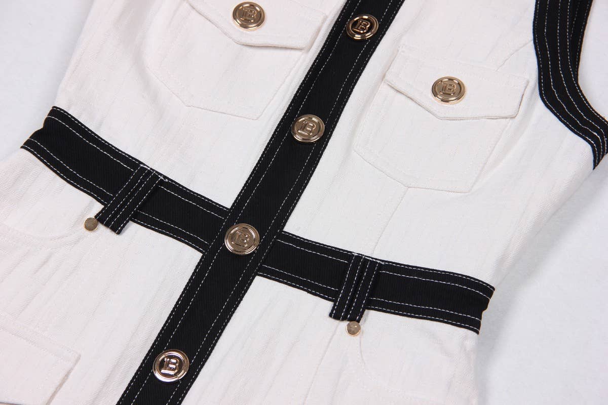 Productseeker - Wholesale Dress - Women's - DR038 Short-sleeved Dress With Gold Buttons4