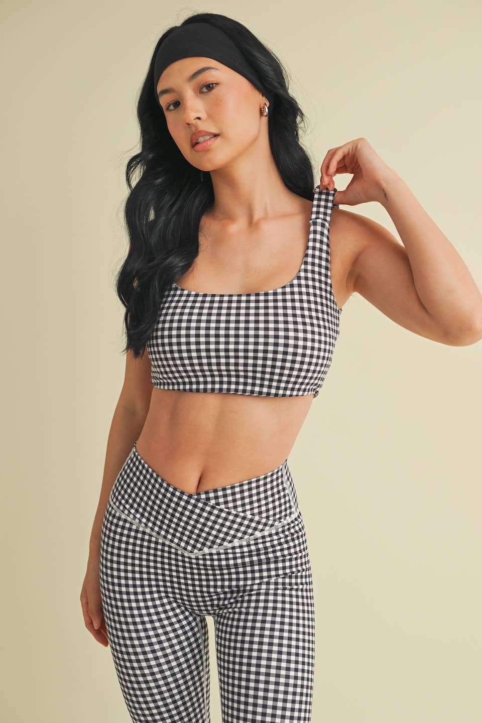 KIMBERLY C - Wholesale Sports Bra - Women's - Gingham Print Ruched Bra Top39