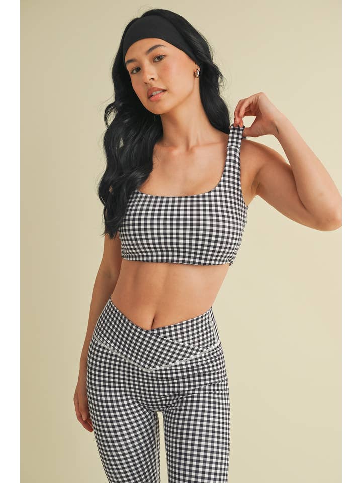 KIMBERLY C - Wholesale Sports Bra - Women's - Gingham Print Ruched Bra Top39