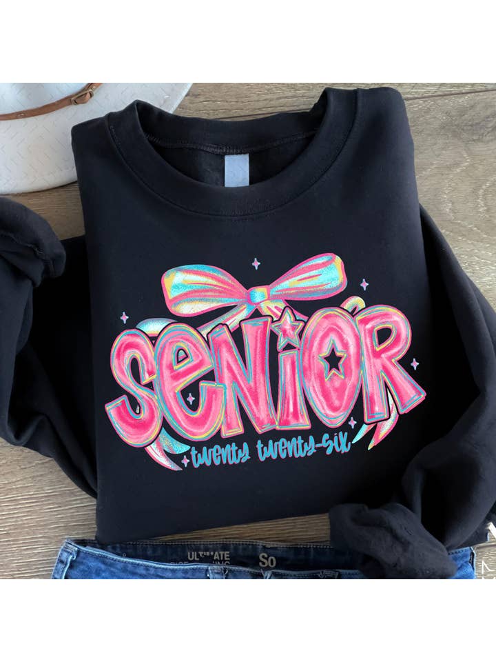 NVC Ecommerce LLC - Wholesale Graphic Sweatshirt - Women's - Coquette Senior 2026 Tee, Graduation High School Sweatshirt1