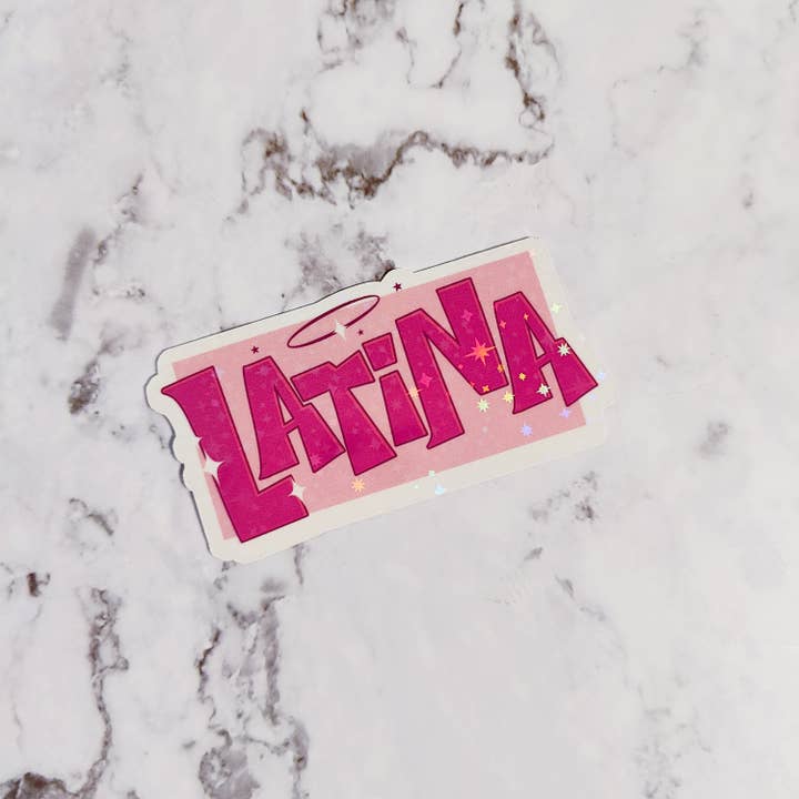 honeysheshome - Wholesale Sticker - Latina Holographic Water Resistant Sticker with Y2K Font2