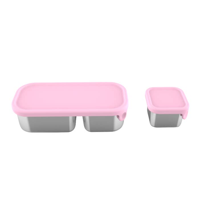Mighty Minis Stainless Steel Containers – Set of 2 - Light Pink (PRE-ORDER) for wholesale by Mum Made Yum
