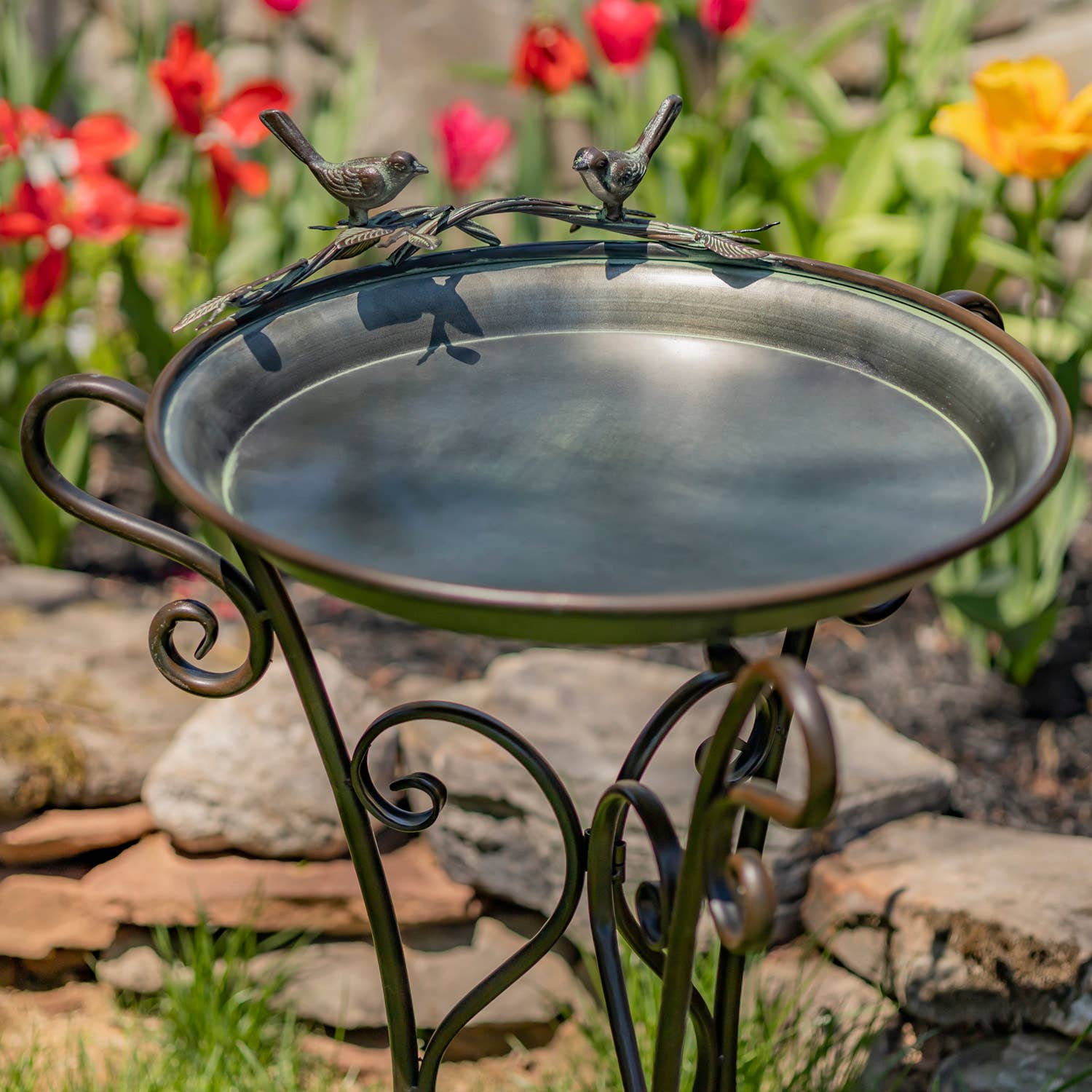 Zaer Ltd. International - Wholesale Bird Feeder - Shallow Birdfeeder & Tray w/3 Leg Stand- 2 Options7