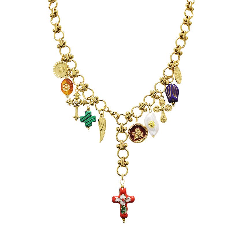 AMORINO SRL – Großhandel Kette mit Anhänger/Charm – VERSTELLBARE Y-HALSKETTE MIT KREUZ-CHARMS - YNK24184B8411