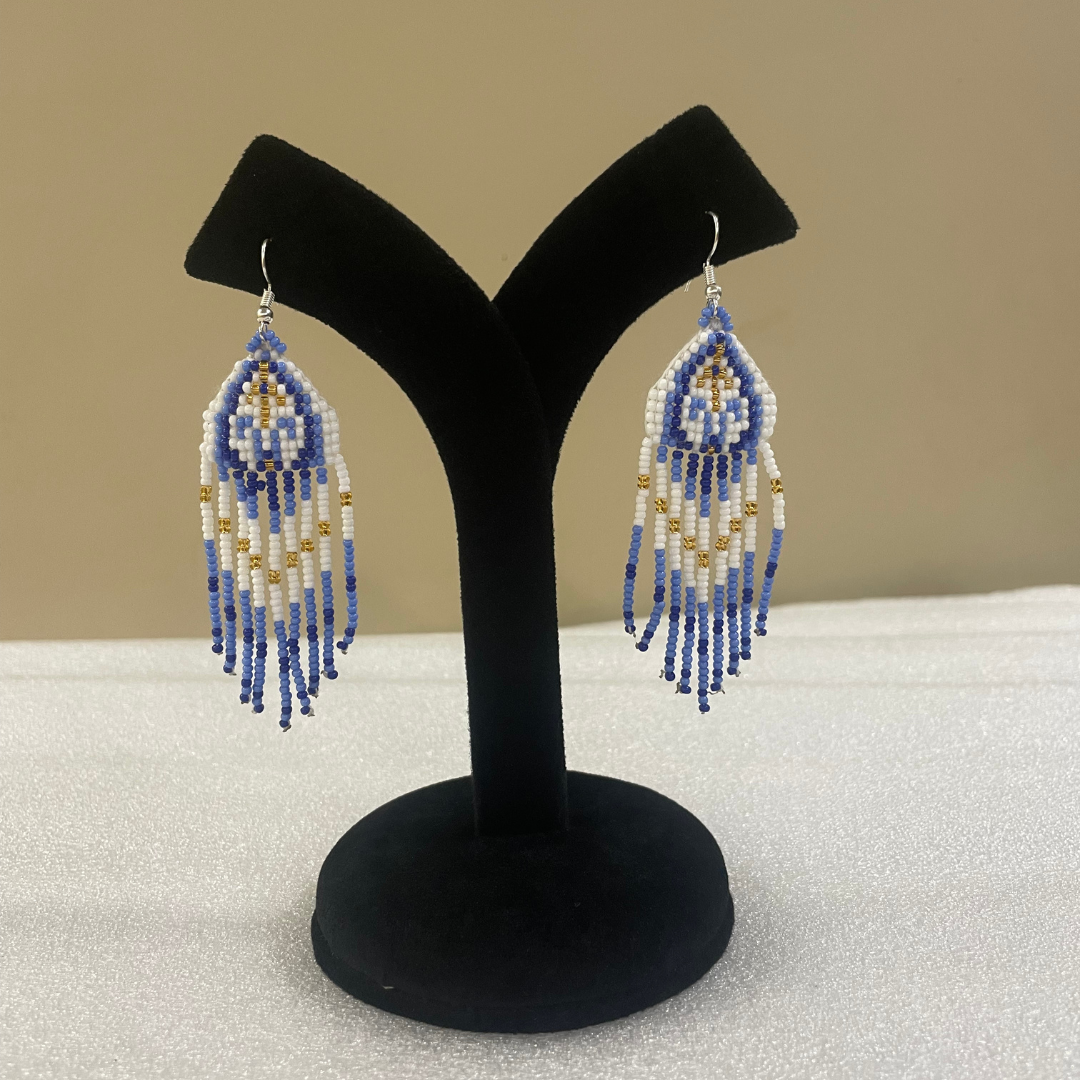 House of Kraft - Wholesale Jewelry Set - Floral Jewelry Set | Beaded Jewelry | White And Blue Jewelry6