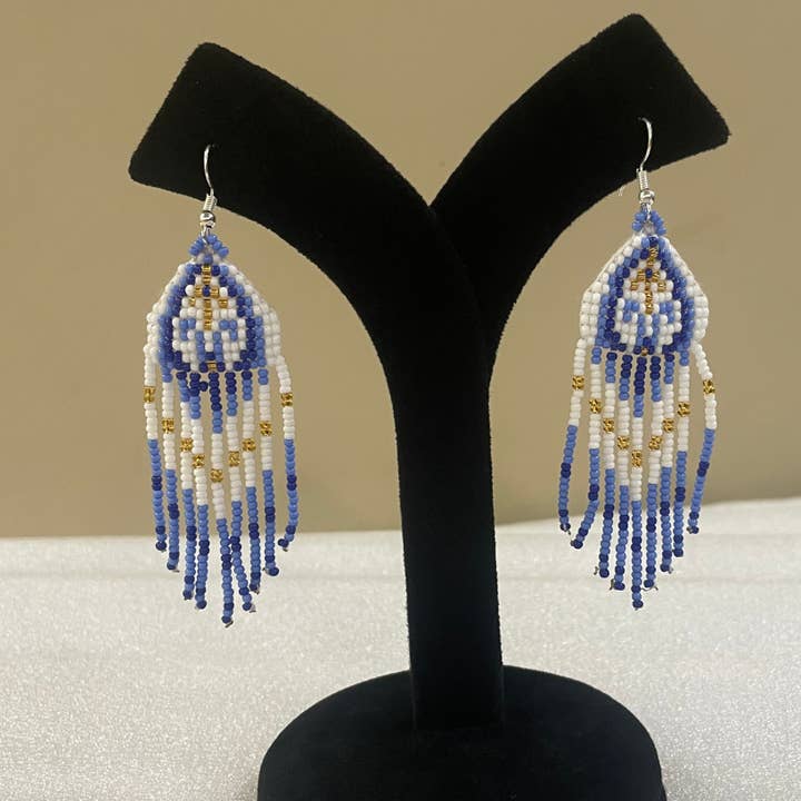 House of Kraft Jewelry & Accessories - Vendita all'ingrosso Parure di gioielli - Set di Gioielli Floreali | Gioielli con Perline | Gioielli Bianchi e Blu6