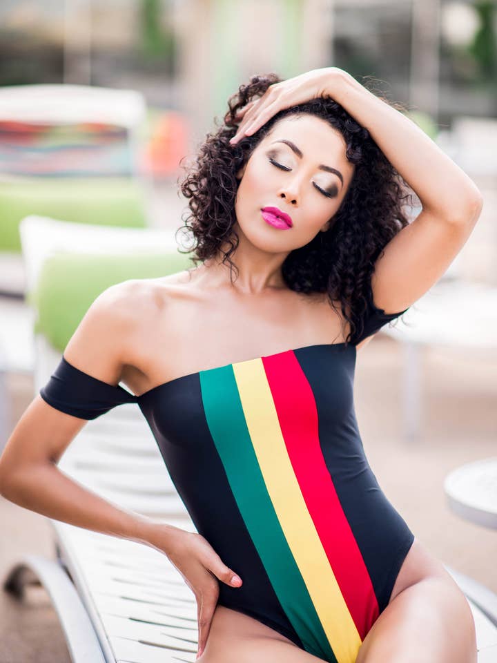 Rasta Strapless Swimsuit for wholesale by D’VERANO