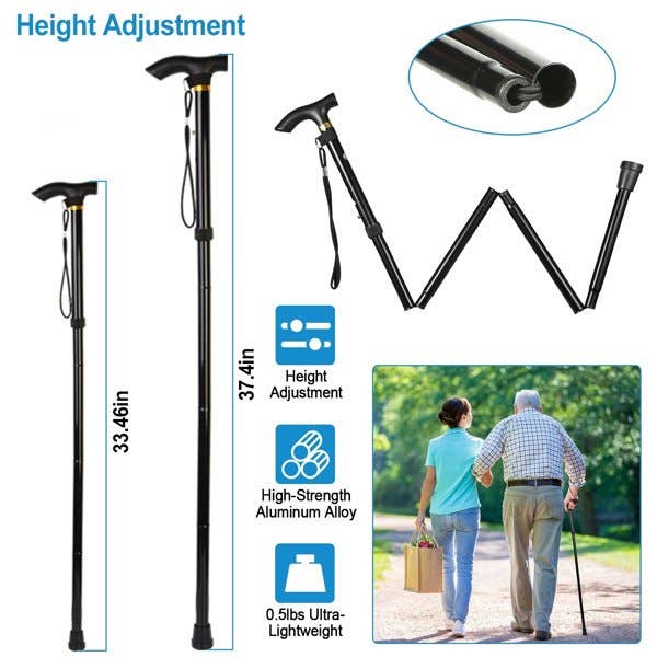 Travel Folding Trekking Hiking Pole Adjustable Cane for wholesale by CJ‘s Wellness Shop