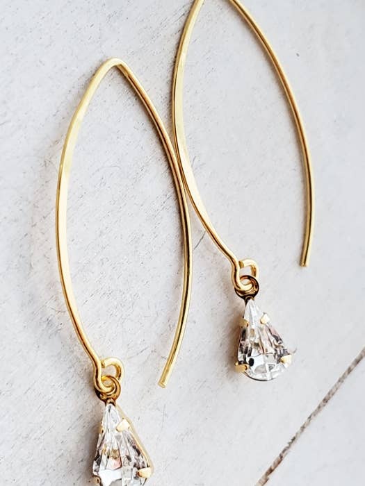 Boucles d'oreilles en forme de larme marquis en vermeil pour la vente par Sosie Designs