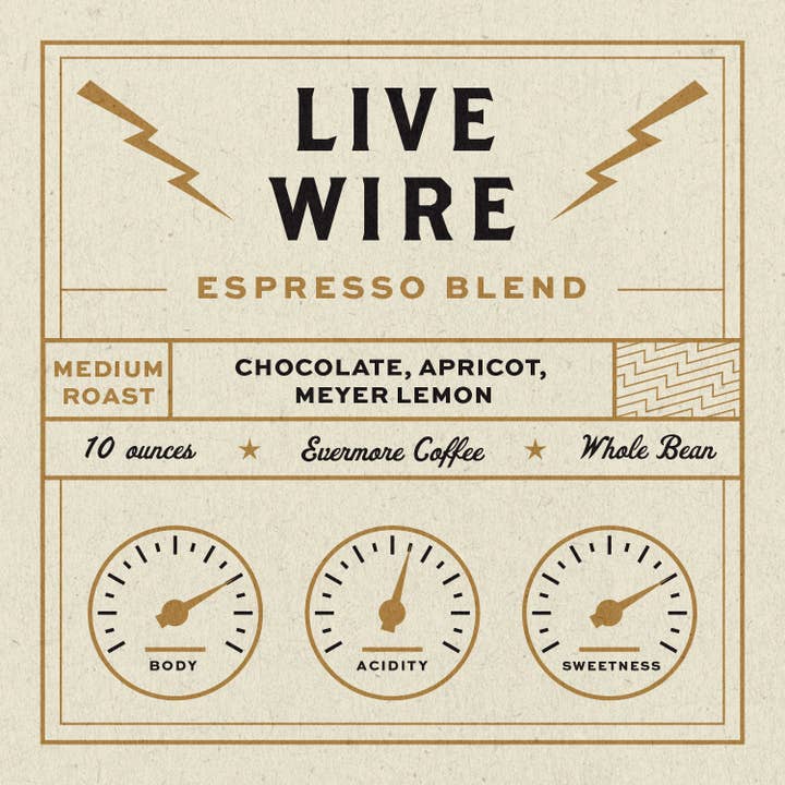 Live Wire Espresso, 10oz for wholesale by Evermore Coffee Roasters