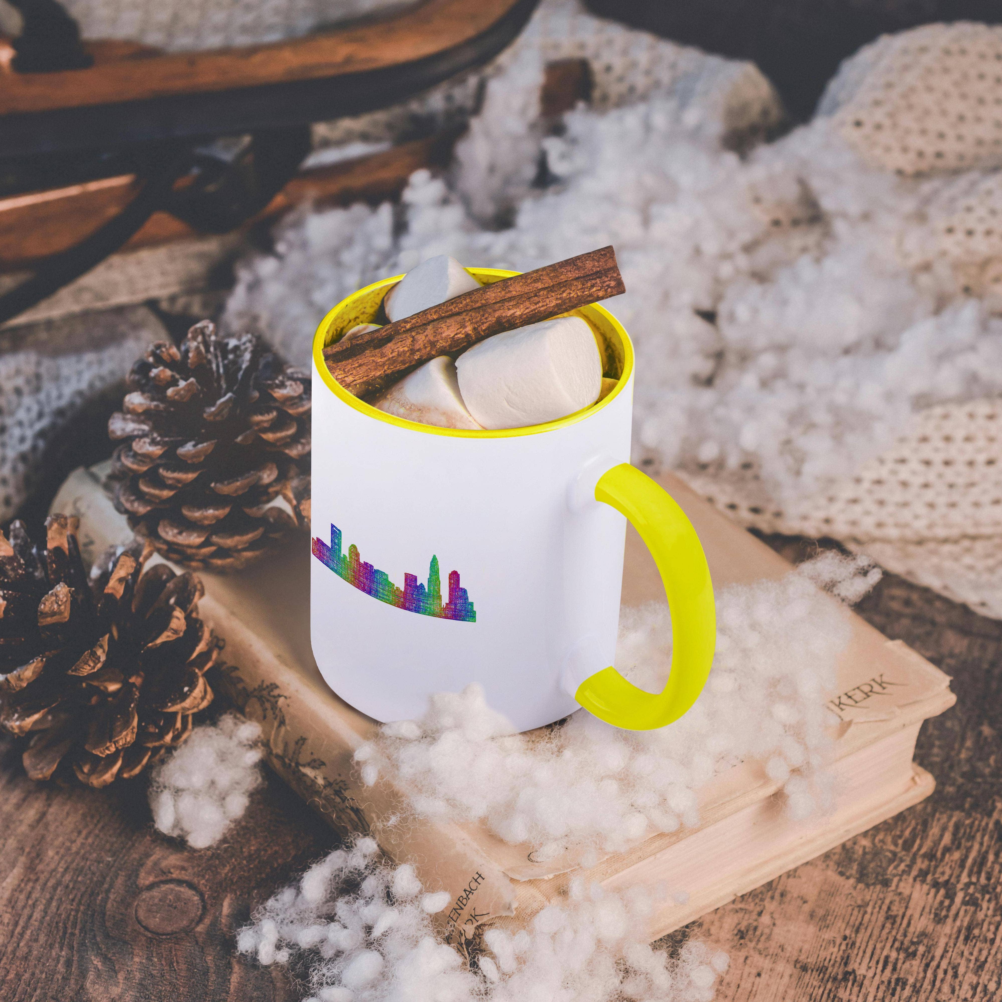 3dRose - Vendita all'ingrosso Tazza - 3dRose, Skyline della città di Charlotte - arte lineare multicolore, Tazza5