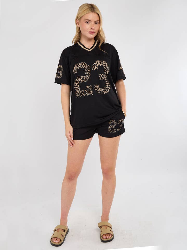 AX Labels - Wholesale Top & Short Set (NOT Loungewear) - Women's - Leopard Print 23 T-Shirt With Shorts Co-ord44
