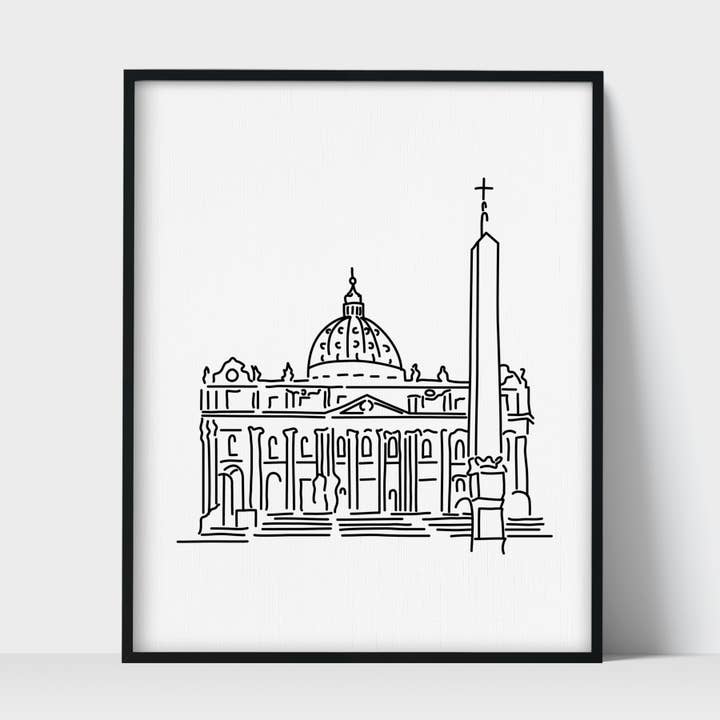 Landmark Italy Rome Saint Peter Cathedral Unframed Art Print for wholesale by Scenic Route Shop