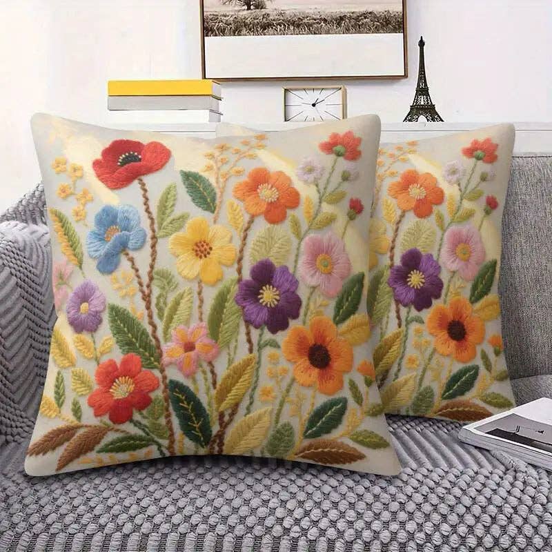 Huis Van Merken - Wholesale Throw Pillow Cover - Embroidered Floral Pillow Covers 45x45cm - Decorative Throw Cushion1